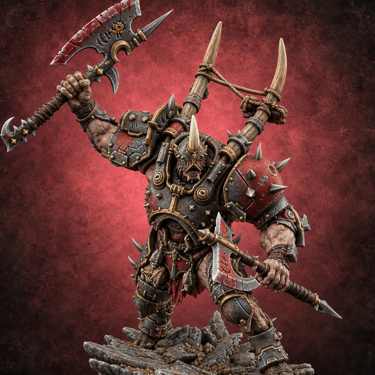 Heavy Metal, Heavier Hands Ogre Armoured Brute E — painted concept preview (miniature supplied unpainted)