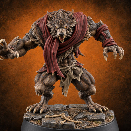 Scarves Torn, Fangs Bared Werewolf Monster C — painted concept preview (miniature supplied unpainted)