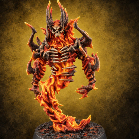 Burned Out and Bitter Fire Elemental A — painted concept preview (miniature supplied unpainted)