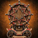 Seven Points, Zero Volunteers Wooden Carnival Target Wheel — painted concept preview (terrain supplied unpainted)