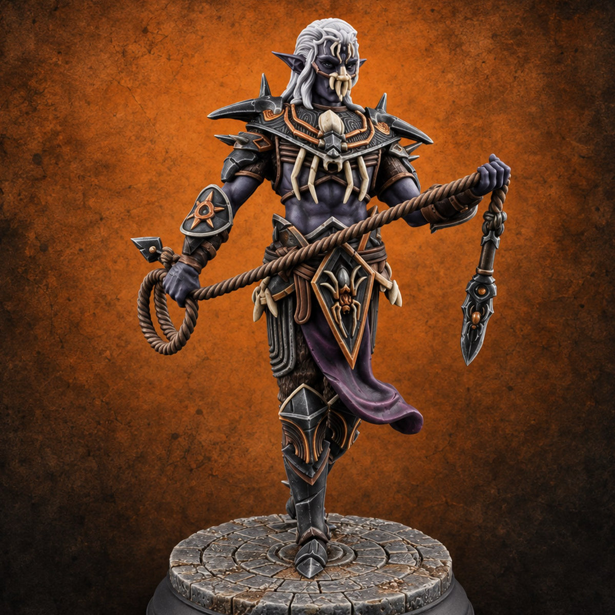 The Web Draws Tight Elite Drow Soldier A — painted concept preview (miniature supplied unpainted)