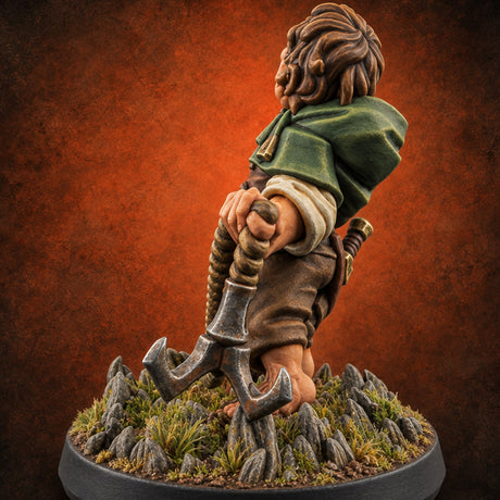 Second Breakfast Can Wait Halfling Adventurer D — painted concept preview (miniature supplied unpainted)