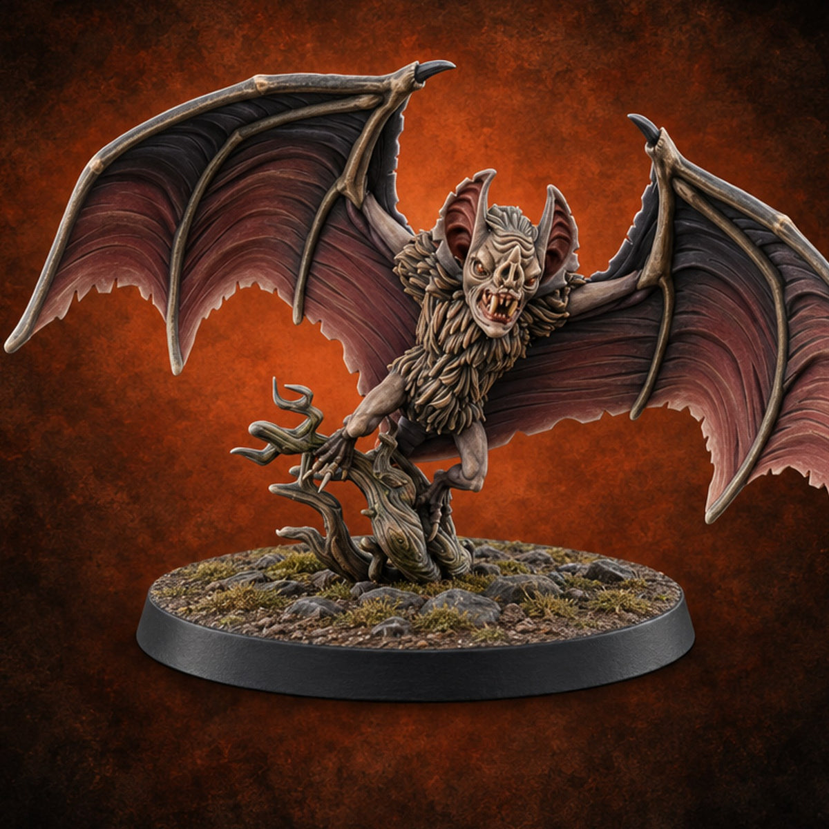 Roosting on Borrowed Headstones Giant Bat B — painted concept preview (miniature supplied unpainted)