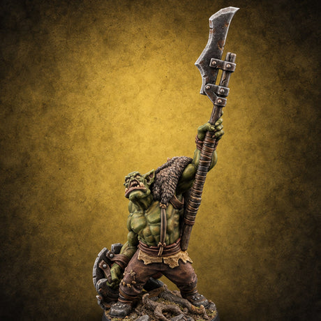 Long Pole, Short Fuse Orc Warrior B — painted concept preview (miniature supplied unpainted)