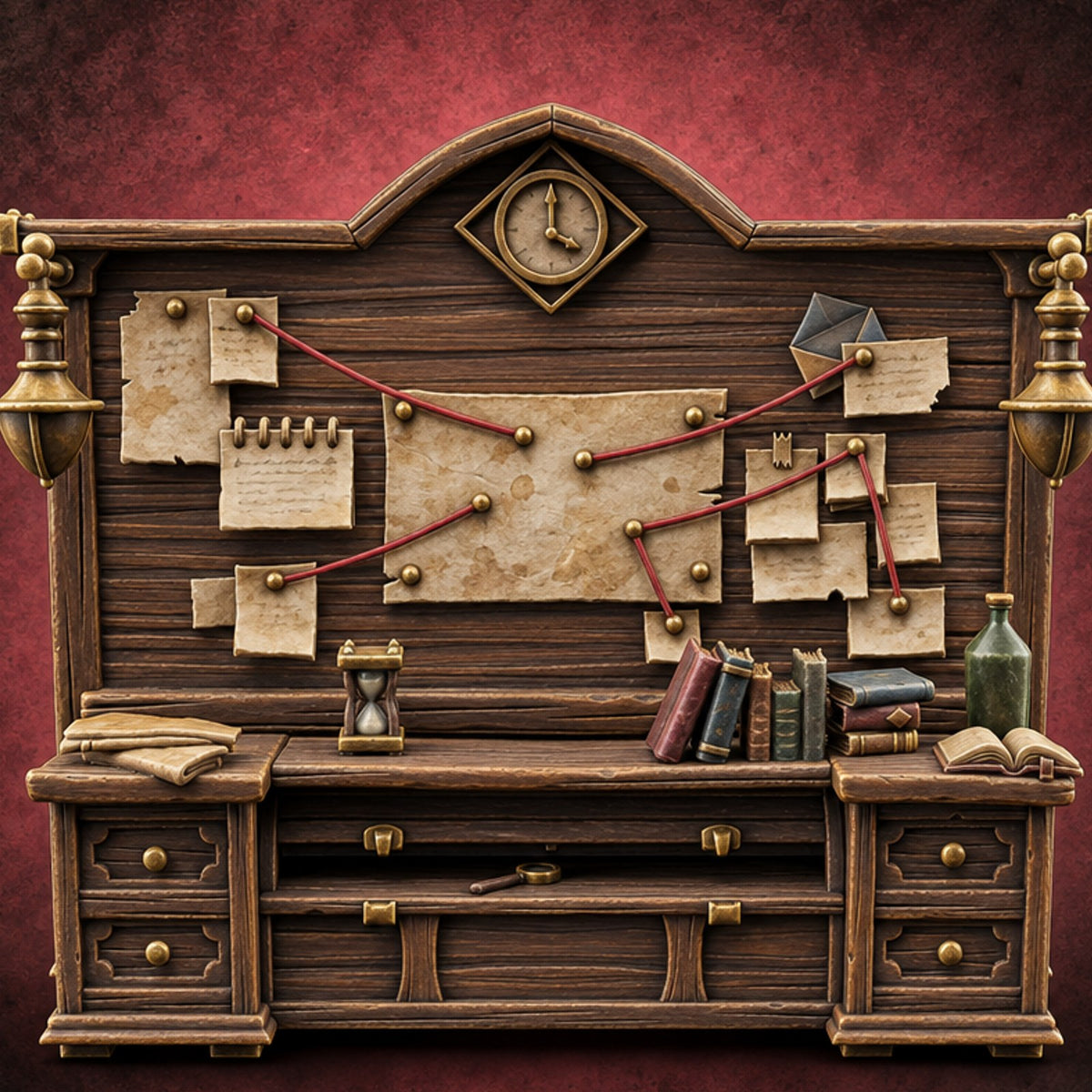 Case Files Still Pinned Wooden Investigator Office Furniture E — painted concept preview (terrain supplied unpainted)