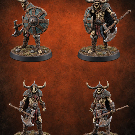 Hollow Under the Horns Skeleton Axe Warriors — painted concept preview (miniature supplied unpainted)