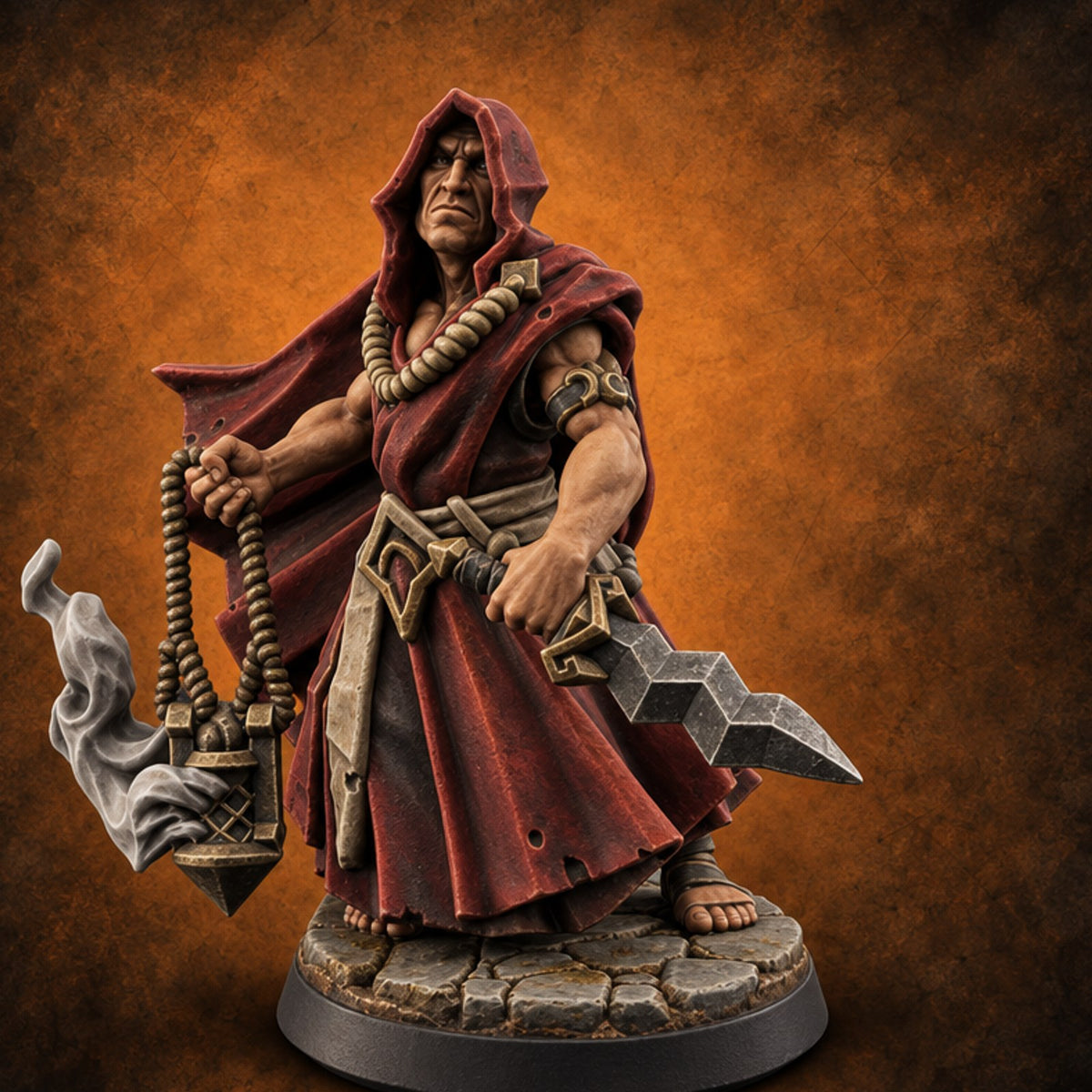Hoods Up, Rite Begun Human Cultist B — painted concept preview (miniature supplied unpainted)