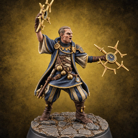 Stopped the Clock Mid-Shout Human Time Mage — painted concept preview (miniature supplied unpainted)