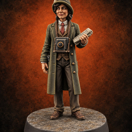 Exclusive Pending, Plate Loaded Human Investigative Journalist — painted concept preview (miniature supplied unpainted)