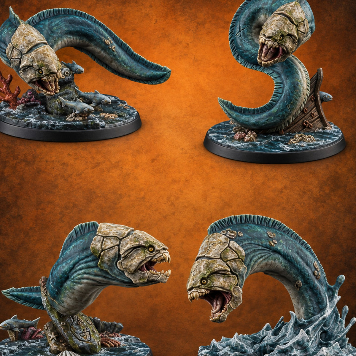 The Reef Has Drawn Blood Giant Sea Eels — painted concept preview (miniature supplied unpainted)
