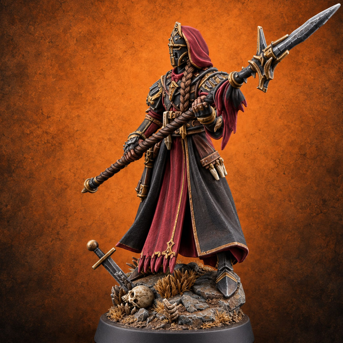 The Lesson Turns Lethal Human Warmage B — painted concept preview (miniature supplied unpainted)