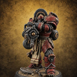 Armed to Overwhelm Human Heavy Gunner F — painted concept preview (miniature supplied unpainted)