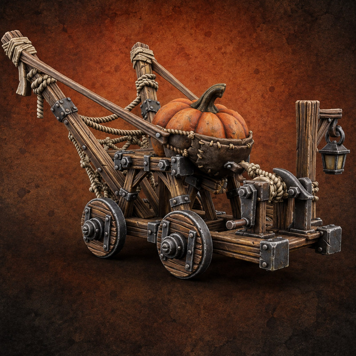 The First Volley Starts at Dusk Pumpkin Launcher — painted concept preview (terrain supplied unpainted)