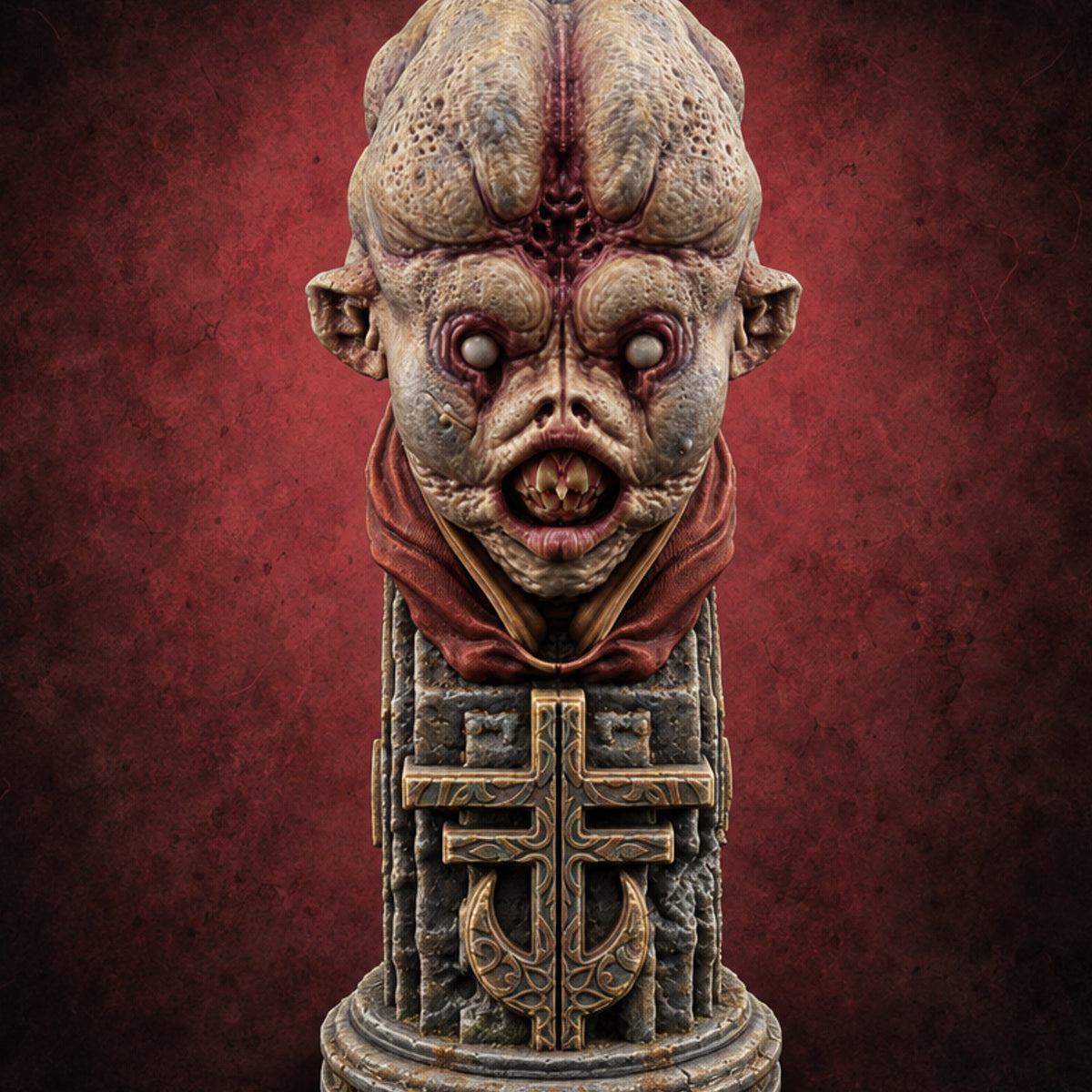 Every Face, One Creed Heretic Statue E — painted concept preview (terrain supplied unpainted)