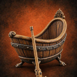 Clawed Feet Wooden Clawfoot Bathtub with Brush — painted concept preview (terrain supplied unpainted)