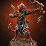 Crests Up, Tails Out Dragonborn Archer A — painted concept preview (miniature supplied unpainted)