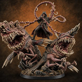Two Maws, One Message Human Herald with Twin Maw Demons — painted concept preview (miniature supplied unpainted)