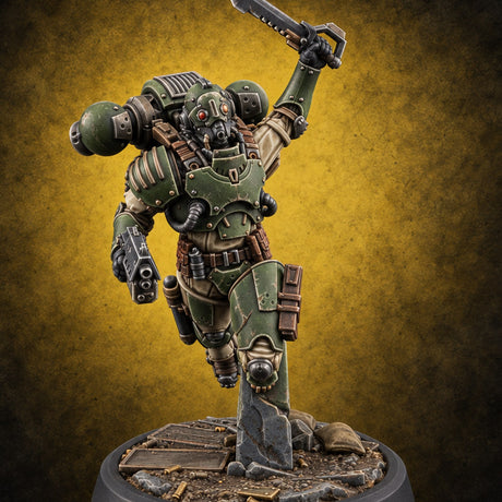 Touchdown Pending, Pistols Up Human Jump Pack Soldier E — painted concept preview (miniature supplied unpainted)