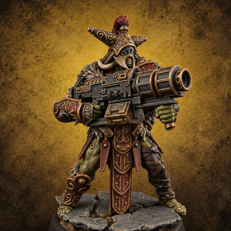 Old Runes, New Firepower Space Orc Heavy Warrior E — painted concept preview (miniature supplied unpainted)