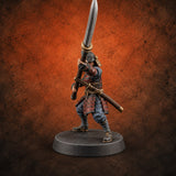 Sweeping the Deck Human Naginata Escort D — painted concept preview (miniature supplied unpainted)