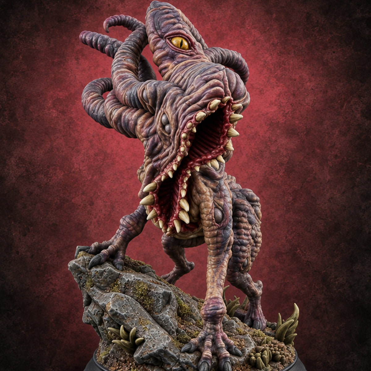 Lunch Arrives Tentacles First Roper Tentacled One-Eyed Ambush Predator on Rocky Base — painted concept preview (miniature supplied unpainted)