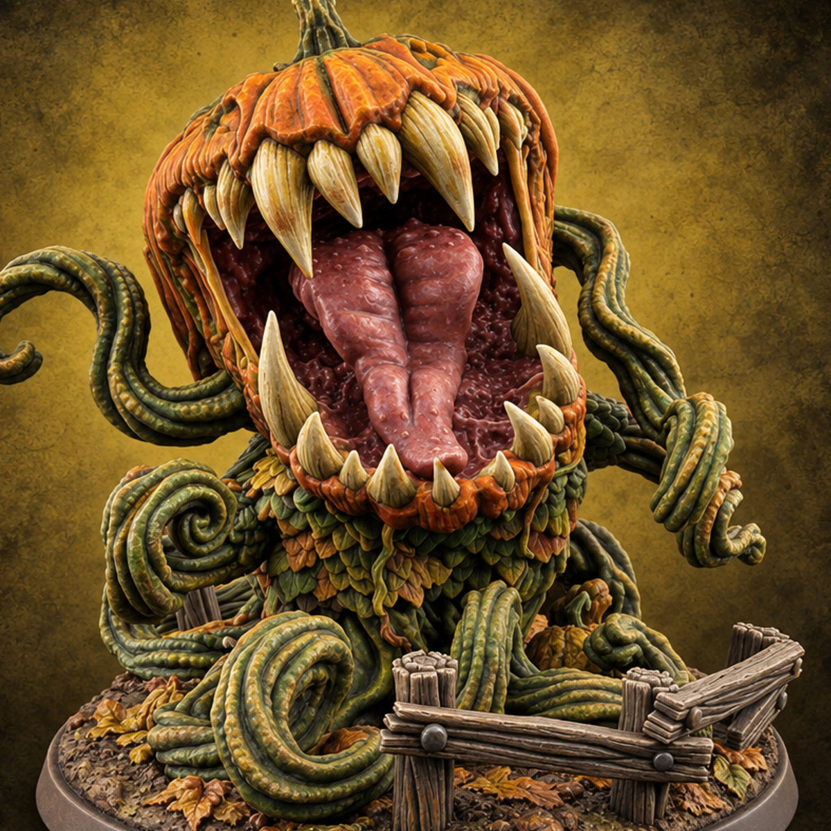 Patch Raid at Harvest Dusk Gourdling Pumpkin Monster — painted concept preview (miniature supplied unpainted)