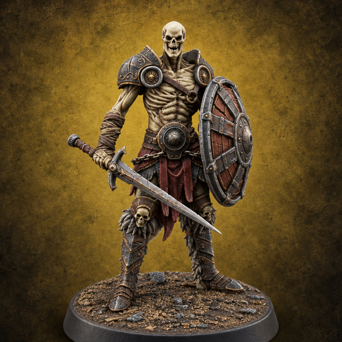 Grinning Behind the Boss Skeleton Warrior — painted concept preview (miniature supplied unpainted)