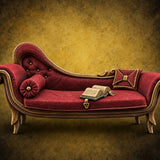 Chapter Left Open, Owner Gone Ornate Tufted Chaise Lounge — painted concept preview (terrain supplied unpainted)