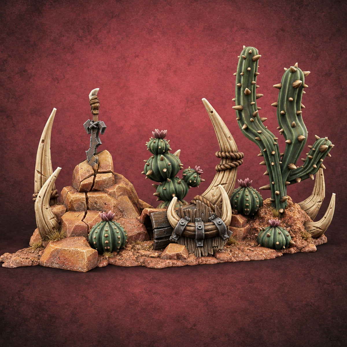 Where the Badlands Grow Teeth Horned Badlands Terrain Piece F — painted concept preview (terrain supplied unpainted)