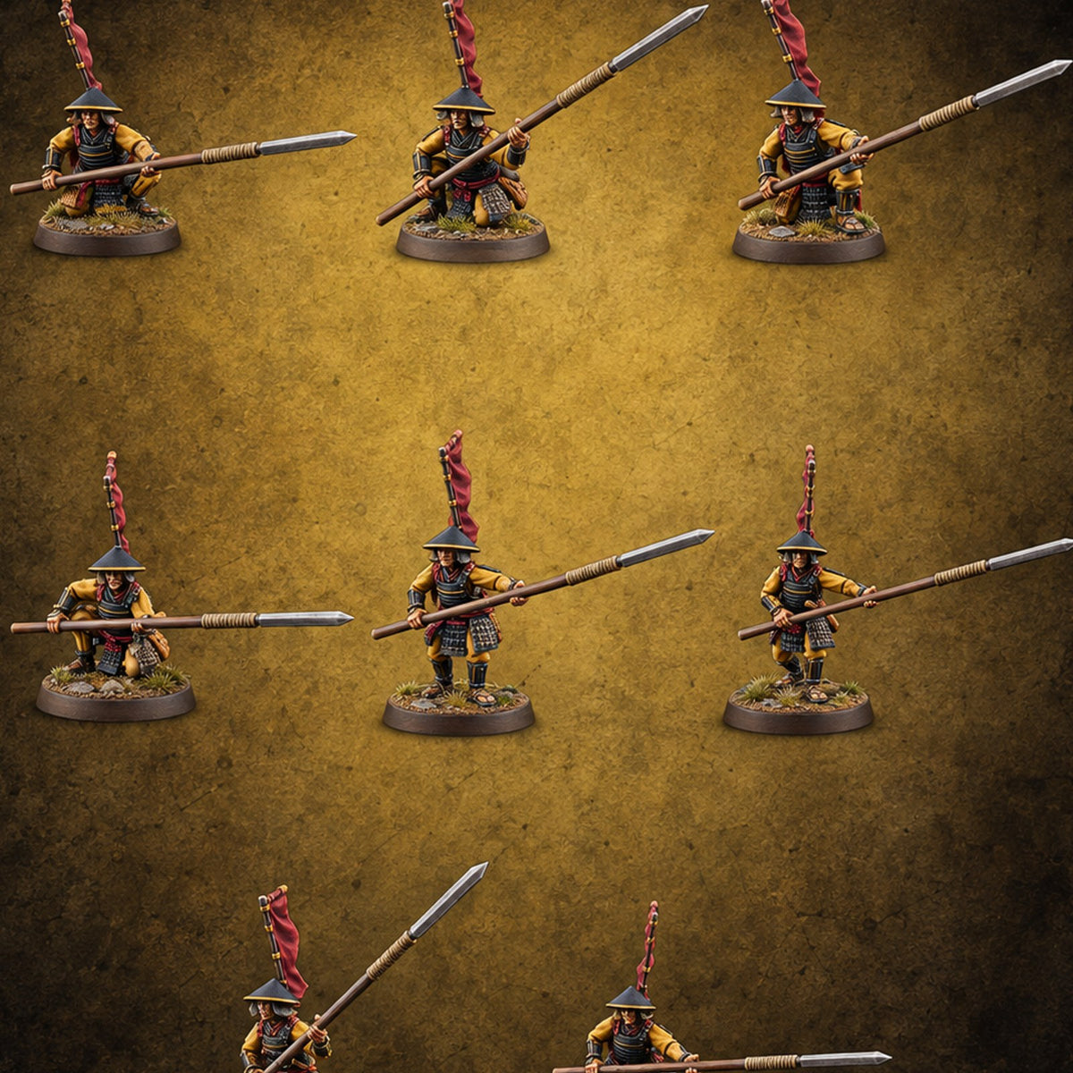 Holding the Line Human Ashigaru Spearmen — painted concept preview (miniature supplied unpainted)