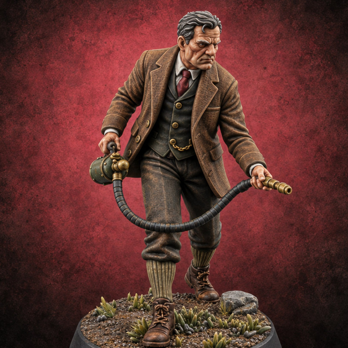 Tenure Cannot Save Him Now Human Professor with Canister Sprayer and Hose — painted concept preview (miniature supplied unpainted)