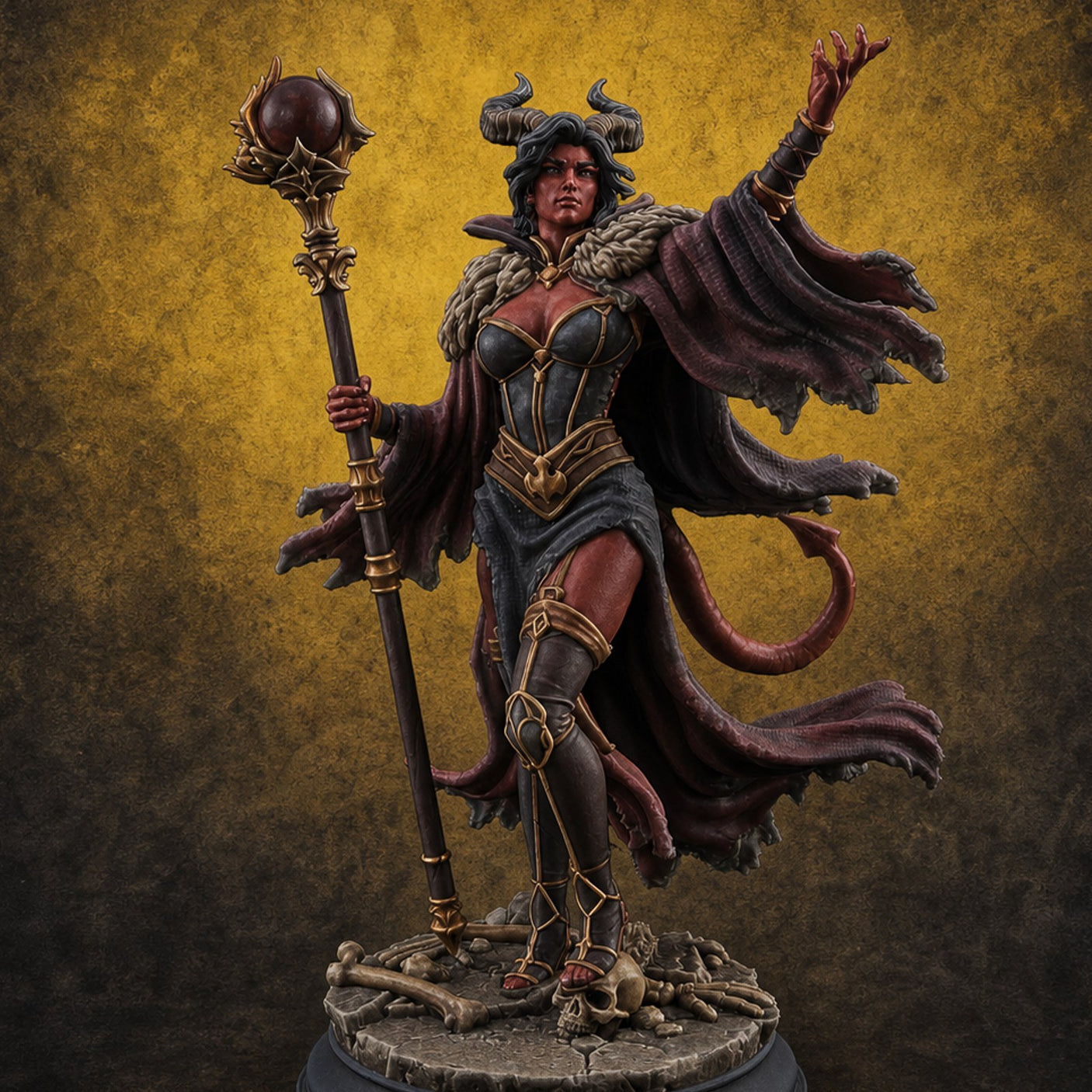 Bend to My Will Tiefling Sorceress — painted concept preview (miniature supplied unpainted)