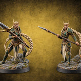Lunge Now, Braid Later Elf Sentinel Spear Warriors — painted concept preview (miniature supplied unpainted)