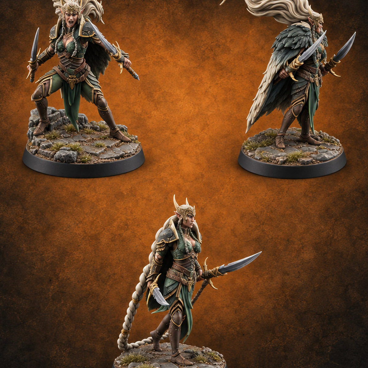 Quiet Until the Hair Flies Elf Sentinel Rogues — painted concept preview (miniature supplied unpainted)