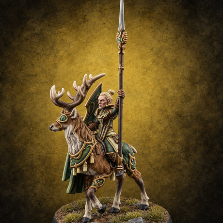 Antlers Lead the Charge Elf Stag Rider B — painted concept preview (miniature supplied unpainted)