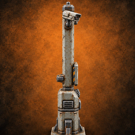 Always Watching, Never Logging Off Sci-Fi Terminal Pillar with Security Camera — painted concept preview (terrain supplied unpainted)