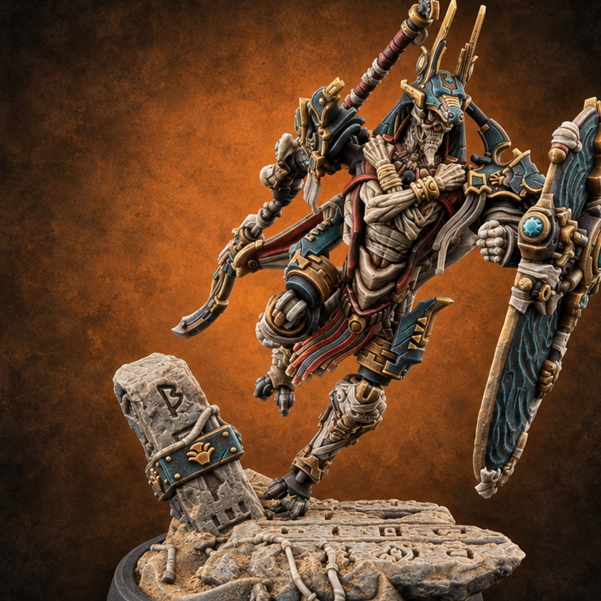 Dynasty Rebooted Mummy Cybernetic Warrior C — painted concept preview (miniature supplied unpainted)
