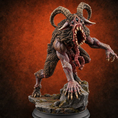 Came Down Hungry Barlgura Horned Shaggy Demon — painted concept preview (miniature supplied unpainted)