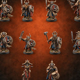 Shields Locked, Horns Lowered Human Huscarl Warriors — painted concept preview (miniature supplied unpainted)