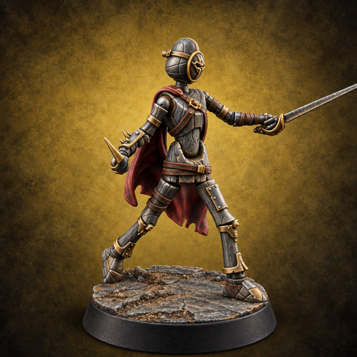 Joints Oiled, Duel Accepted Warforged Small Automaton A — painted concept preview (miniature supplied unpainted)