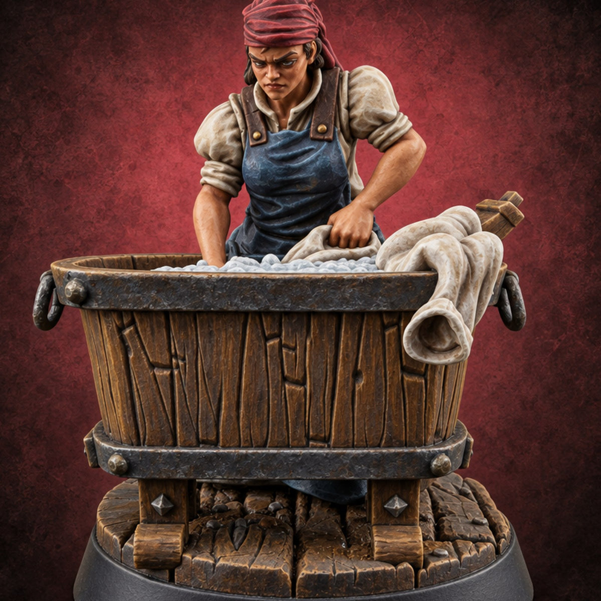 Fresh Folds, Heavy Load Human Laundry Worker B — painted concept preview (miniature supplied unpainted)