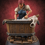 Fresh Folds, Heavy Load Human Laundry Worker B — painted concept preview (miniature supplied unpainted)