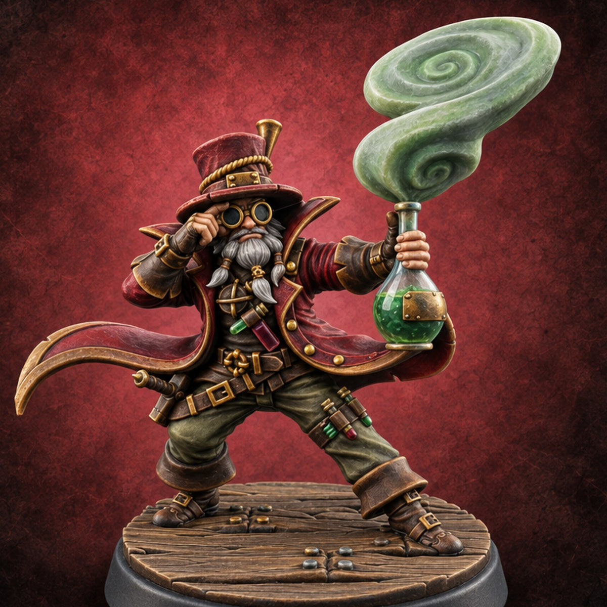 Stand Back, Fumes Rising Gnome Alchemist — painted concept preview (miniature supplied unpainted)