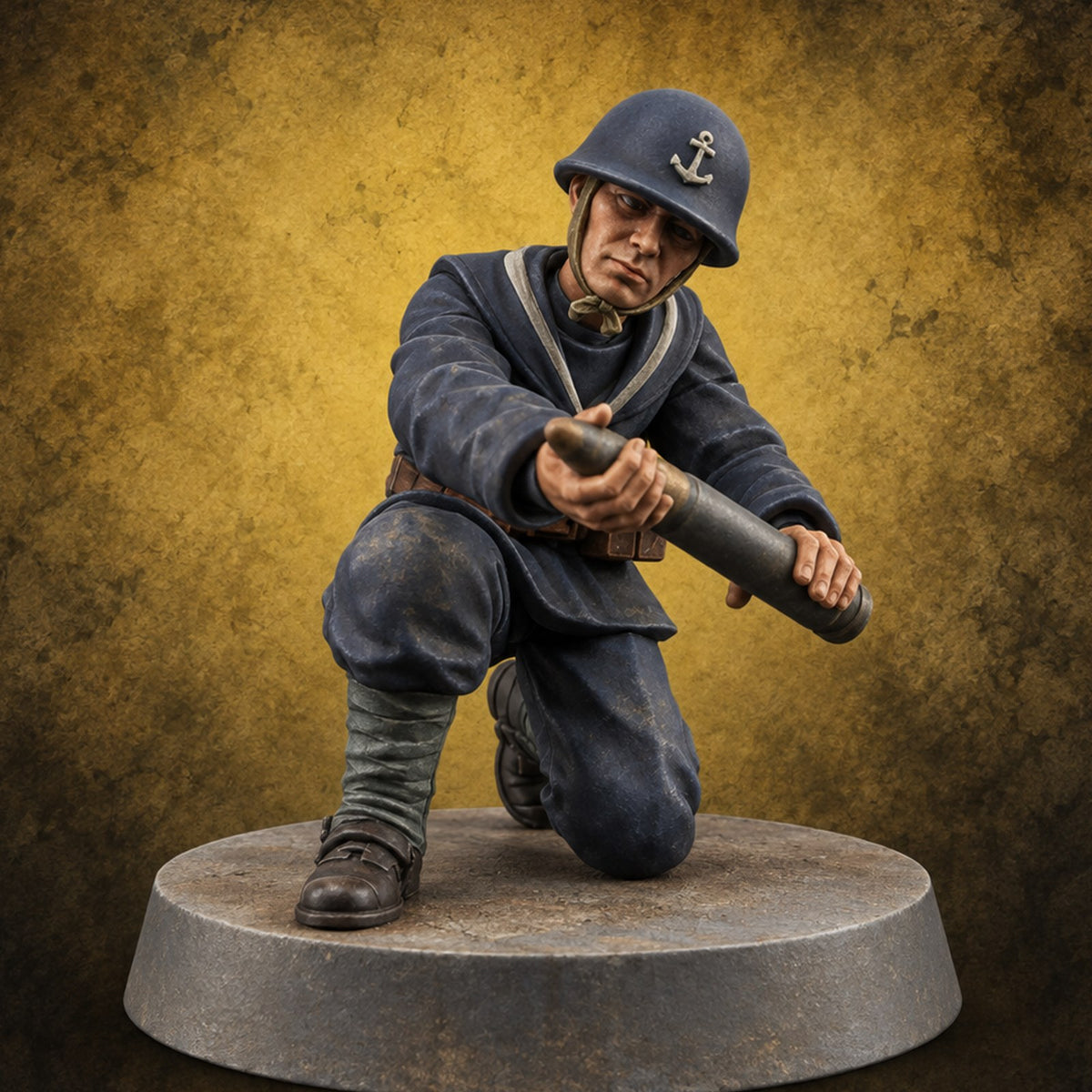 Working the Gun Japanese Naval Artillery Crewman C — painted concept preview (miniature supplied unpainted)
