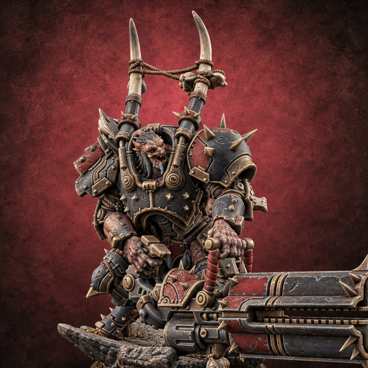 Heavy Metal, Heavier Hands Ogre Armoured Brute G — painted concept preview (miniature supplied unpainted)