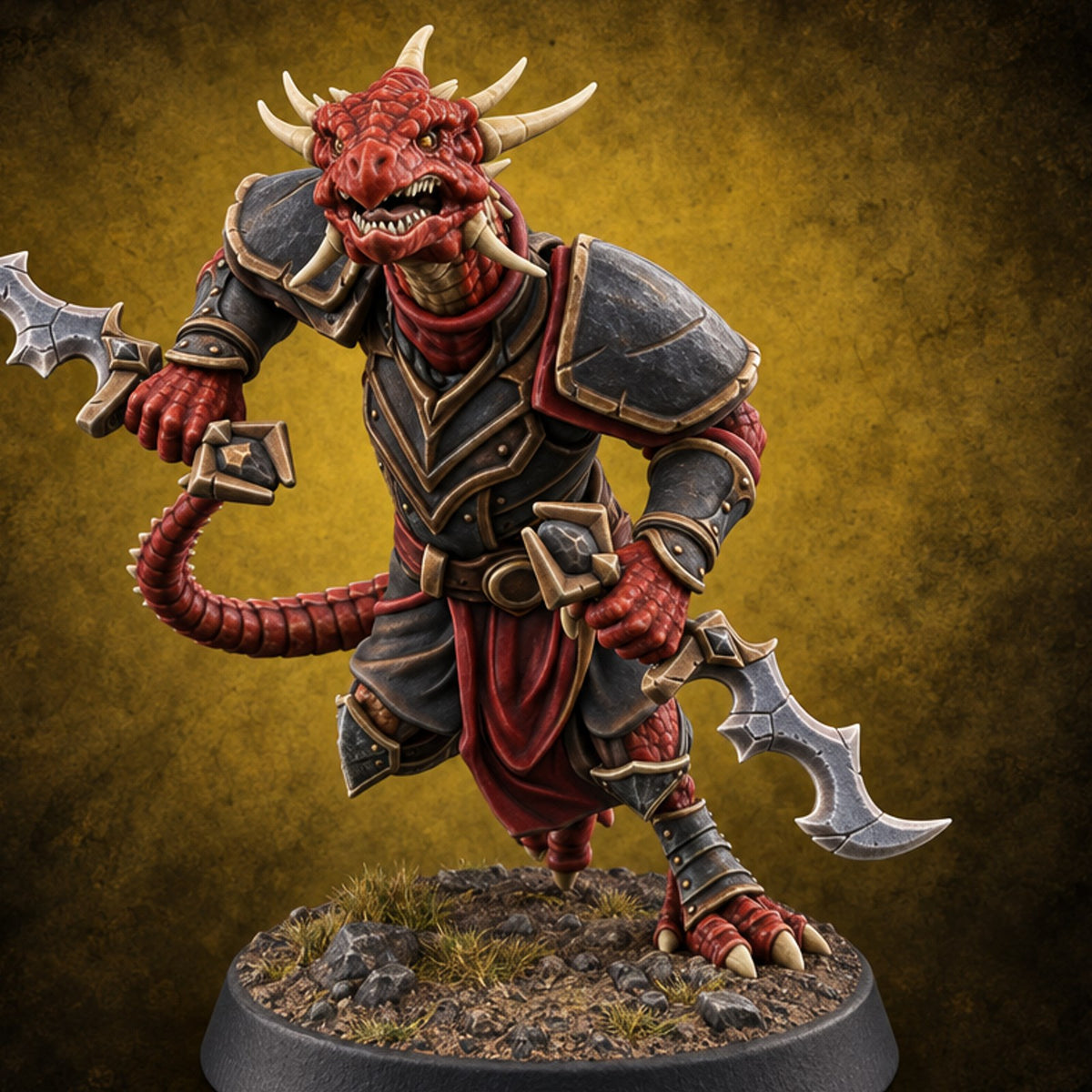 Quick Scales Dragonborn Assassin — painted concept preview (miniature supplied unpainted)