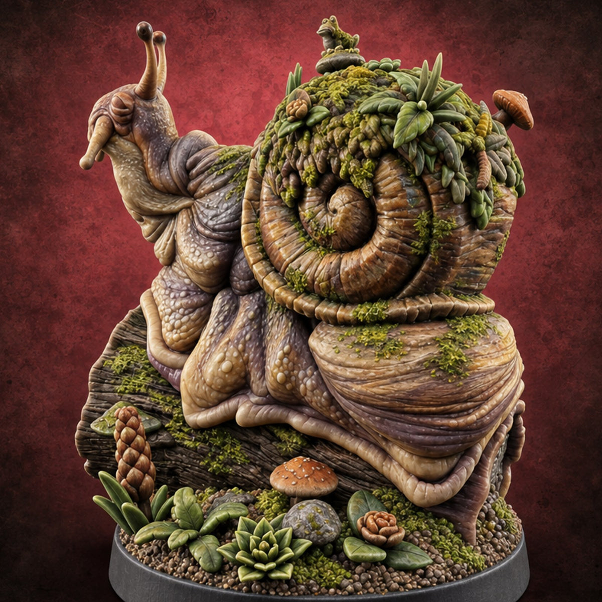 Mossy Shell, Slow Menace Giant Snail C — painted concept preview (miniature supplied unpainted)