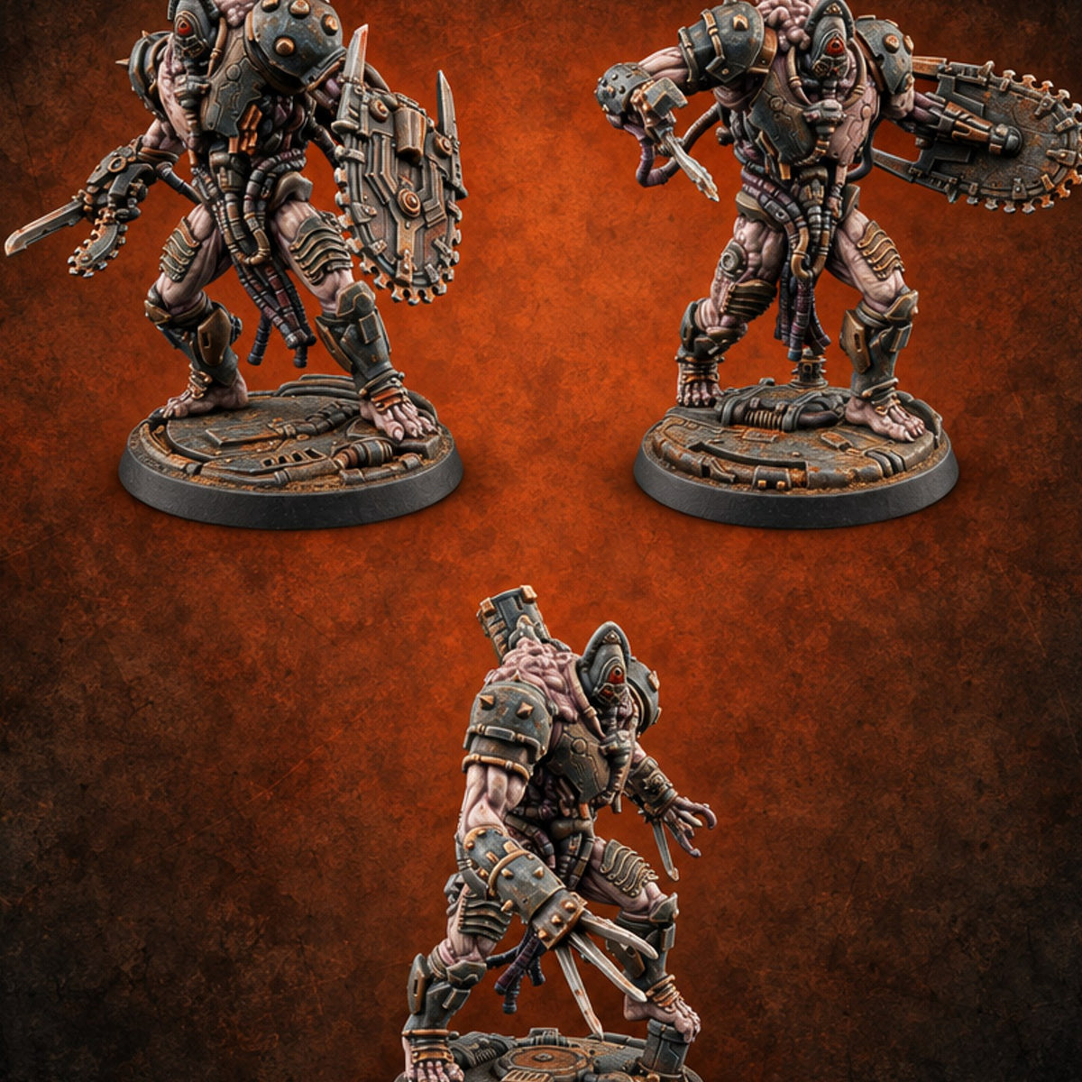 Rebuilt Without Asking Flesh Golem Cyber Warriors — painted concept preview (miniature supplied unpainted)