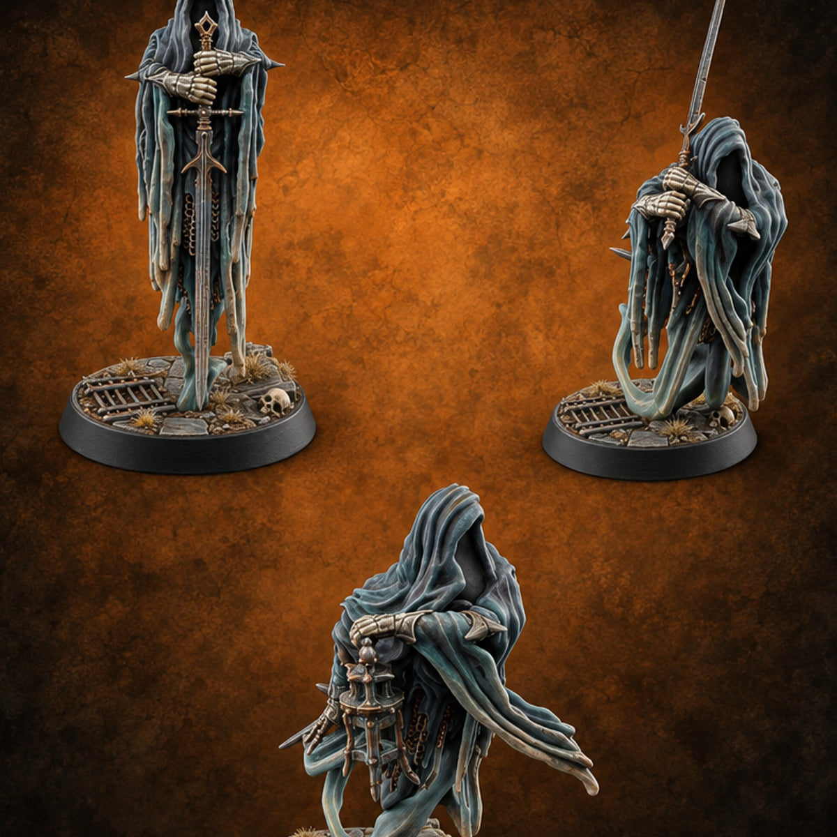 Mourning Without Mourners Wraith Hooded Spirits — painted concept preview (miniature supplied unpainted)