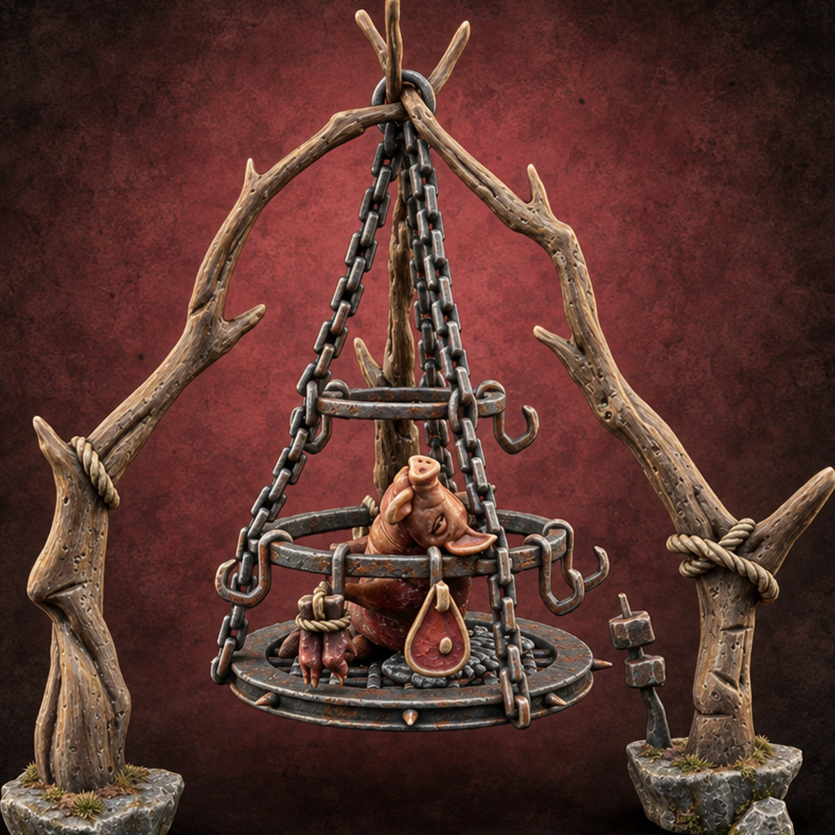 Hung Until Tender Hanging Meat Smoking Rack — painted concept preview (terrain supplied unpainted)